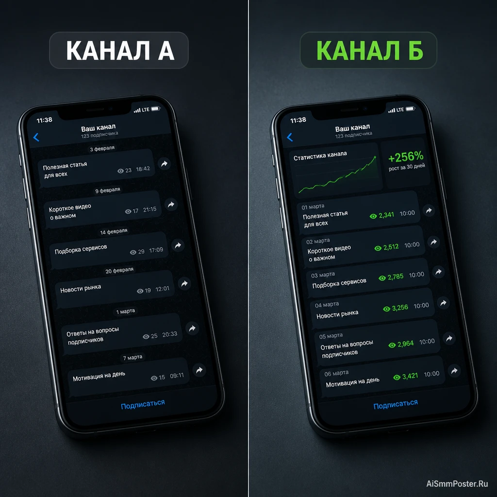 Расписание vs хаос: эксперимент с двумя каналами
